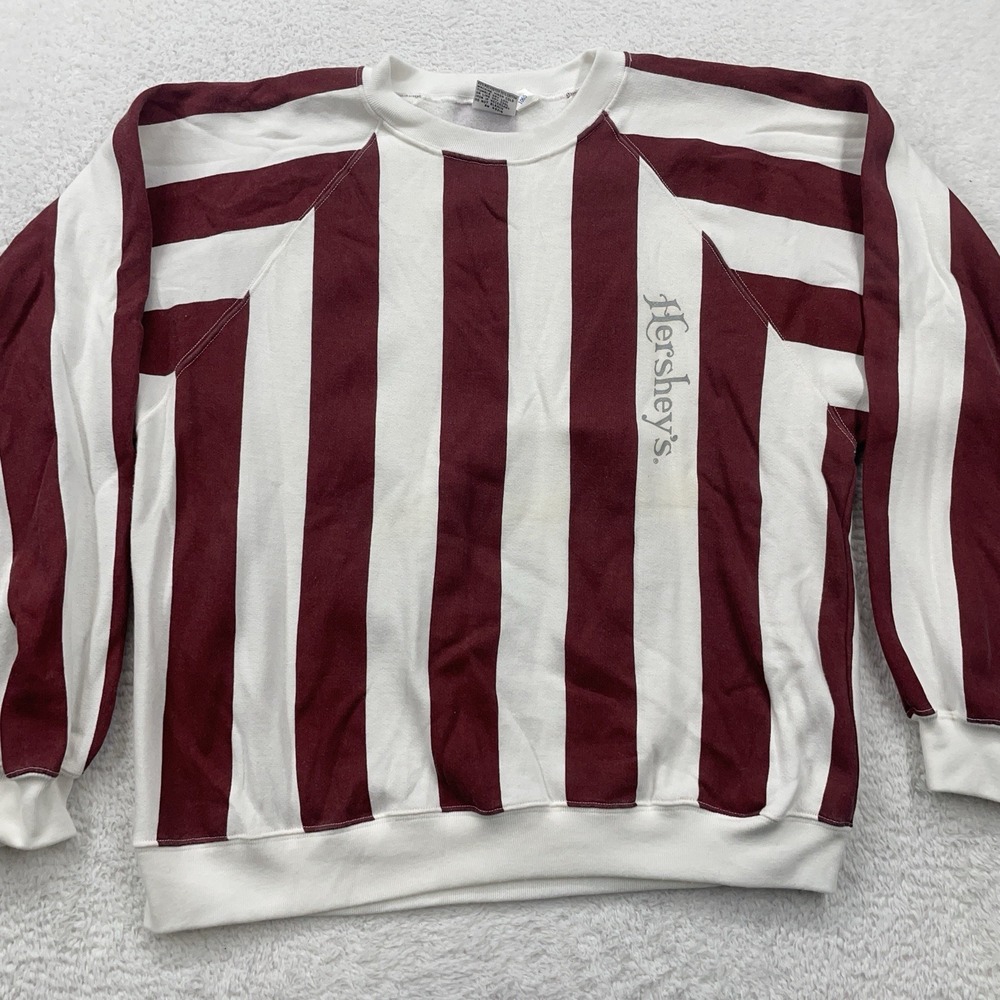 Vintage Hersheys Chocolate Pullover Mens Sweater Striped Brown M Gear For Sports